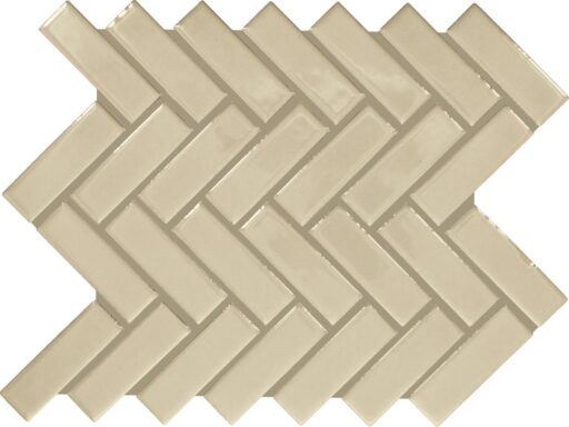 1" x 3" Color Wheel Mosaic Urban Putty Mosaic Tile Rectangle Herringbone Glossy