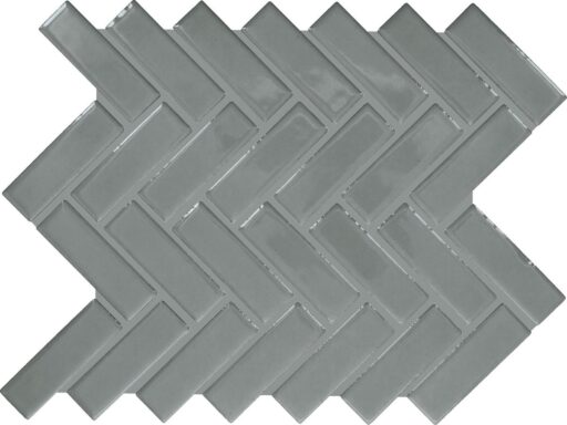 1" x 3" Color Wheel Mosaic Suede Gray Mosaic Tile Rectangle Herringbone Glossy