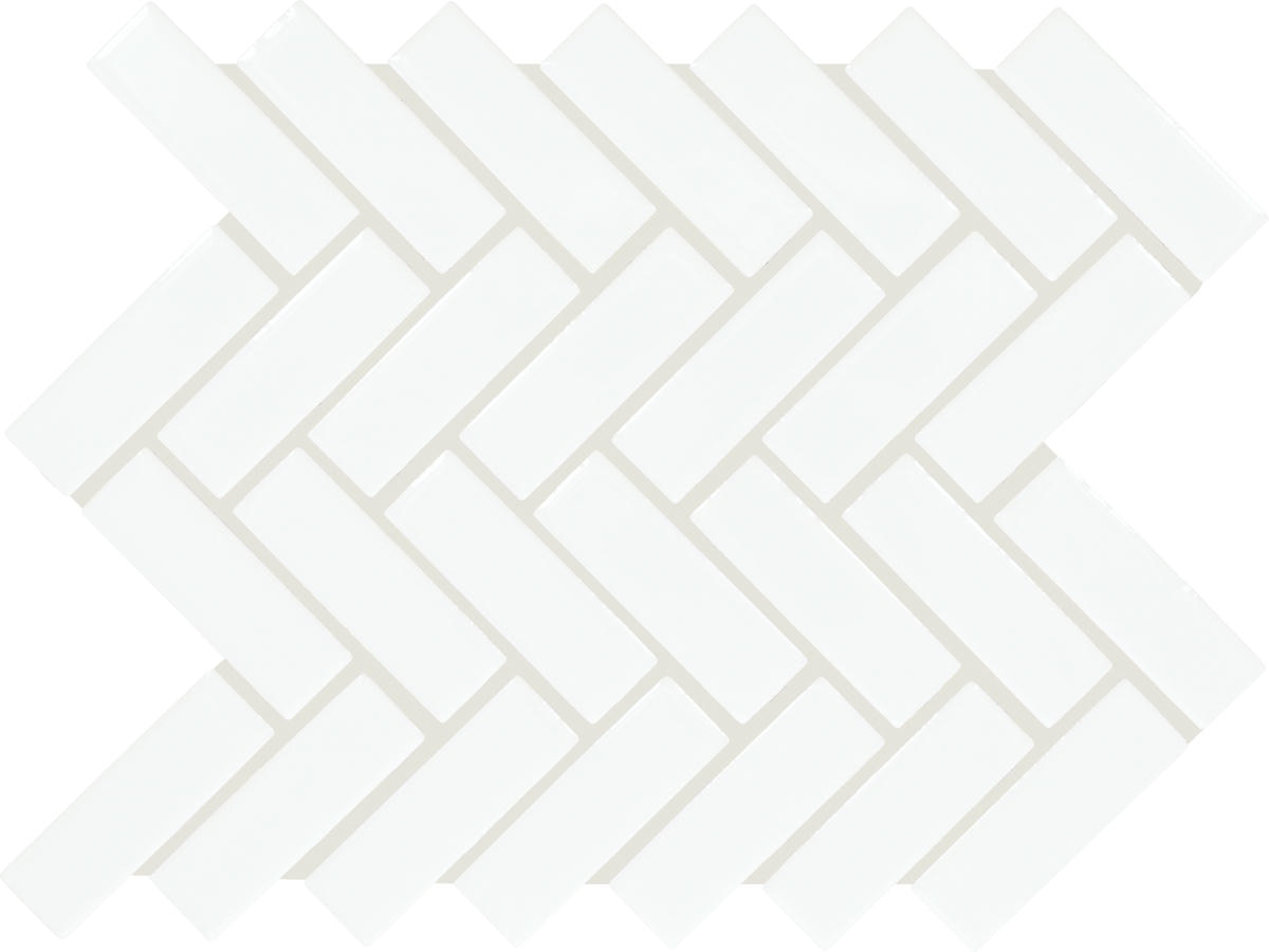 1" x 3" Color Wheel Mosaic Arctic White Mosaic Tile Rectangle Herringbone Glossy