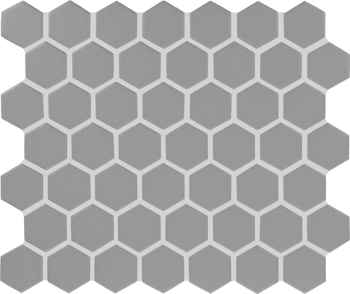 1.5" x 1.5" Color Wheel Mosaic Matte Suede Gray Mosaic Tile Rectangle Hexagon Matte