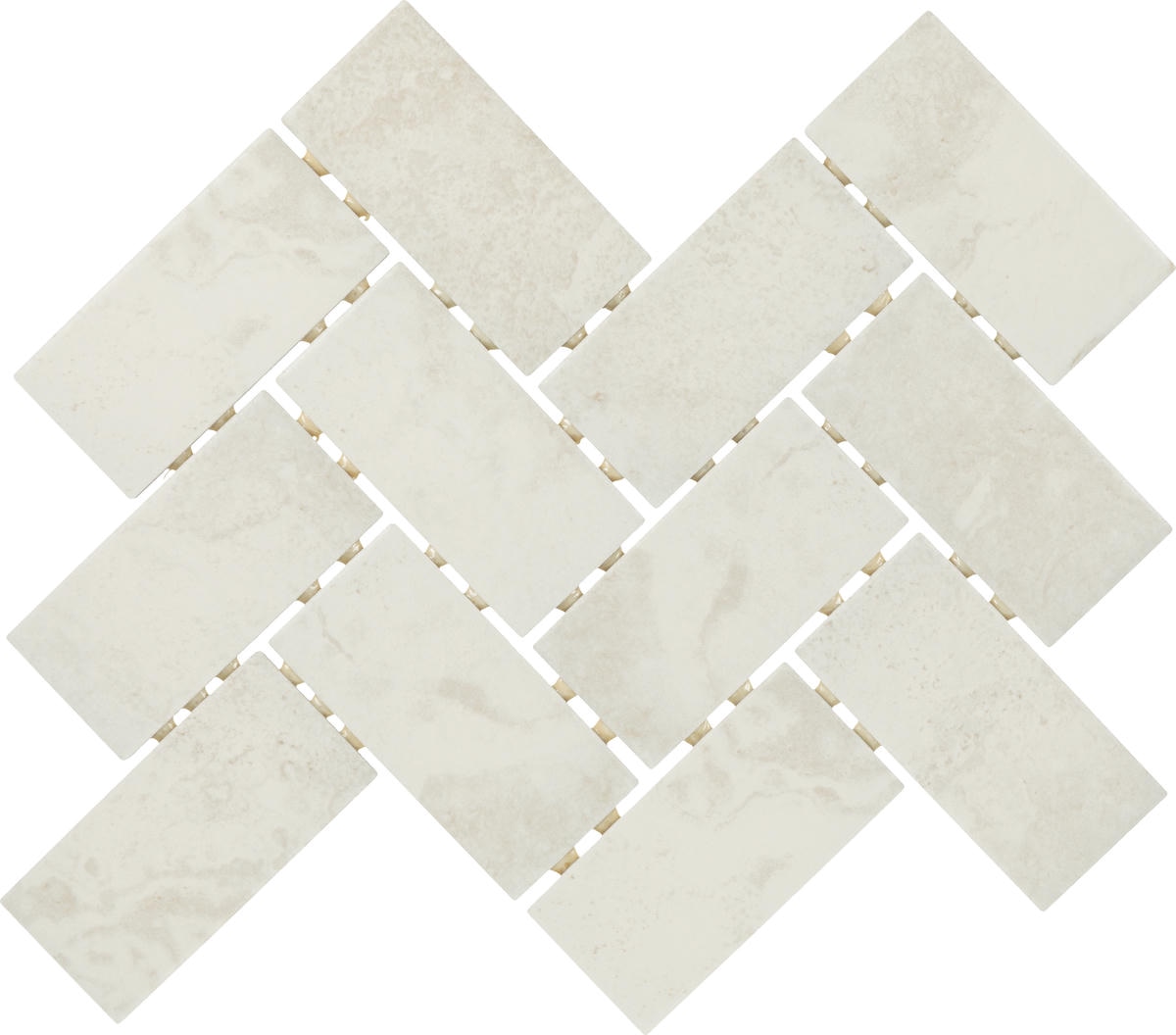 2" x 4" Archaia Relic White Mosaic Tile Rectangle Herringbone Matte