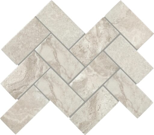 2" x 4" Archaia Province Grey Mosaic Tile Rectangle Herringbone Matte