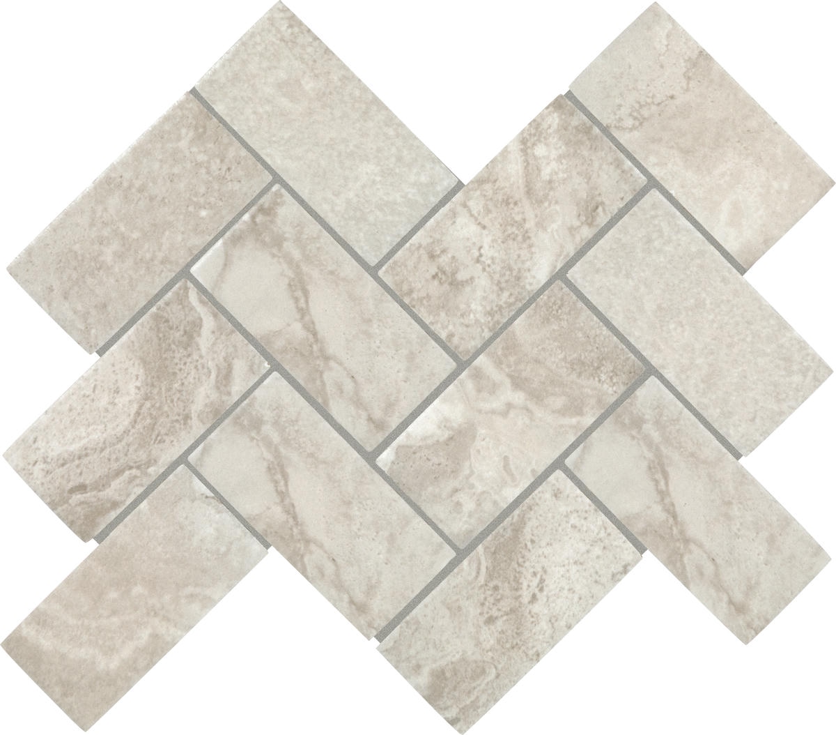 2" x 4" Archaia Province Grey Mosaic Tile Rectangle Herringbone Matte