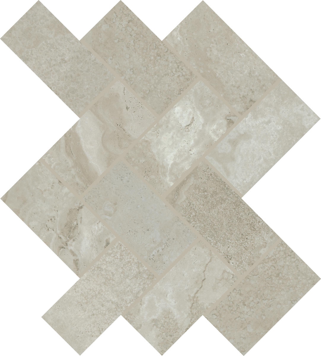2" x 4" Archaia Atlas Grey Mosaic Tile Rectangle Herringbone Matte