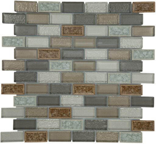 1" x 2" Crystal Shores Sapphire Lagoon Mosaic Tile Rectangle Brick Joint Glass