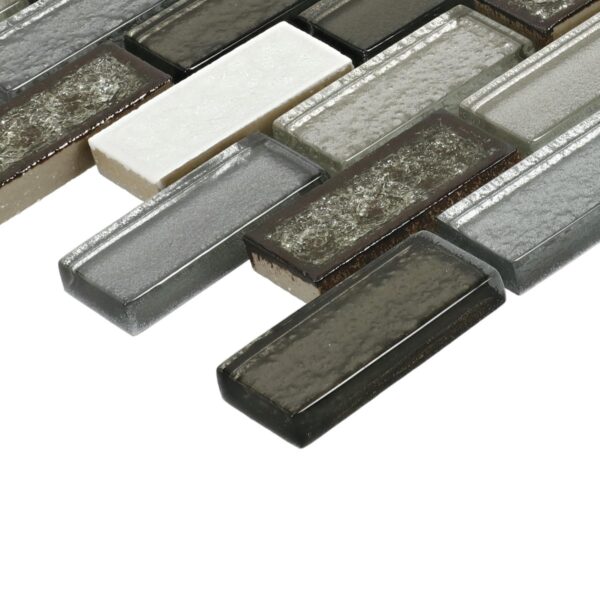 1" x 2" Crystal Shores Emerald Isle Mosaic Tile Rectangle Brick Joint Glass - Image 2
