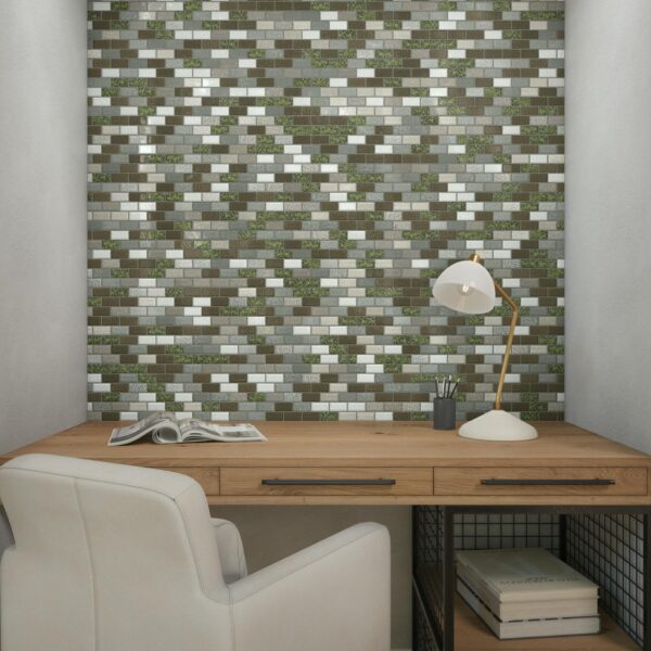 1" x 2" Crystal Shores Emerald Isle Mosaic Tile Rectangle Brick Joint Glass - Image 5