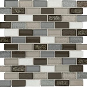 1" x 2" Crystal Shores Emerald Isle Mosaic Tile Rectangle Brick Joint Glass