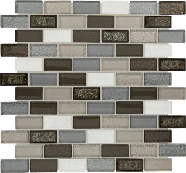 1" x 2" Crystal Shores Emerald Isle Mosaic Tile Rectangle Brick Joint Glass