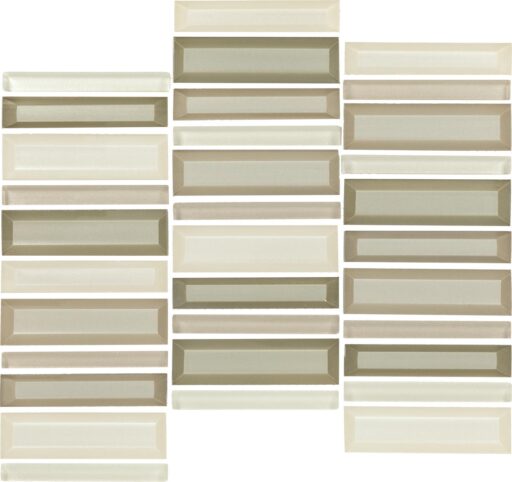 1" x 4" Cascading Waters Shimmer Shore Mosaic Tile Rectangle Random Straight Stacked Glass