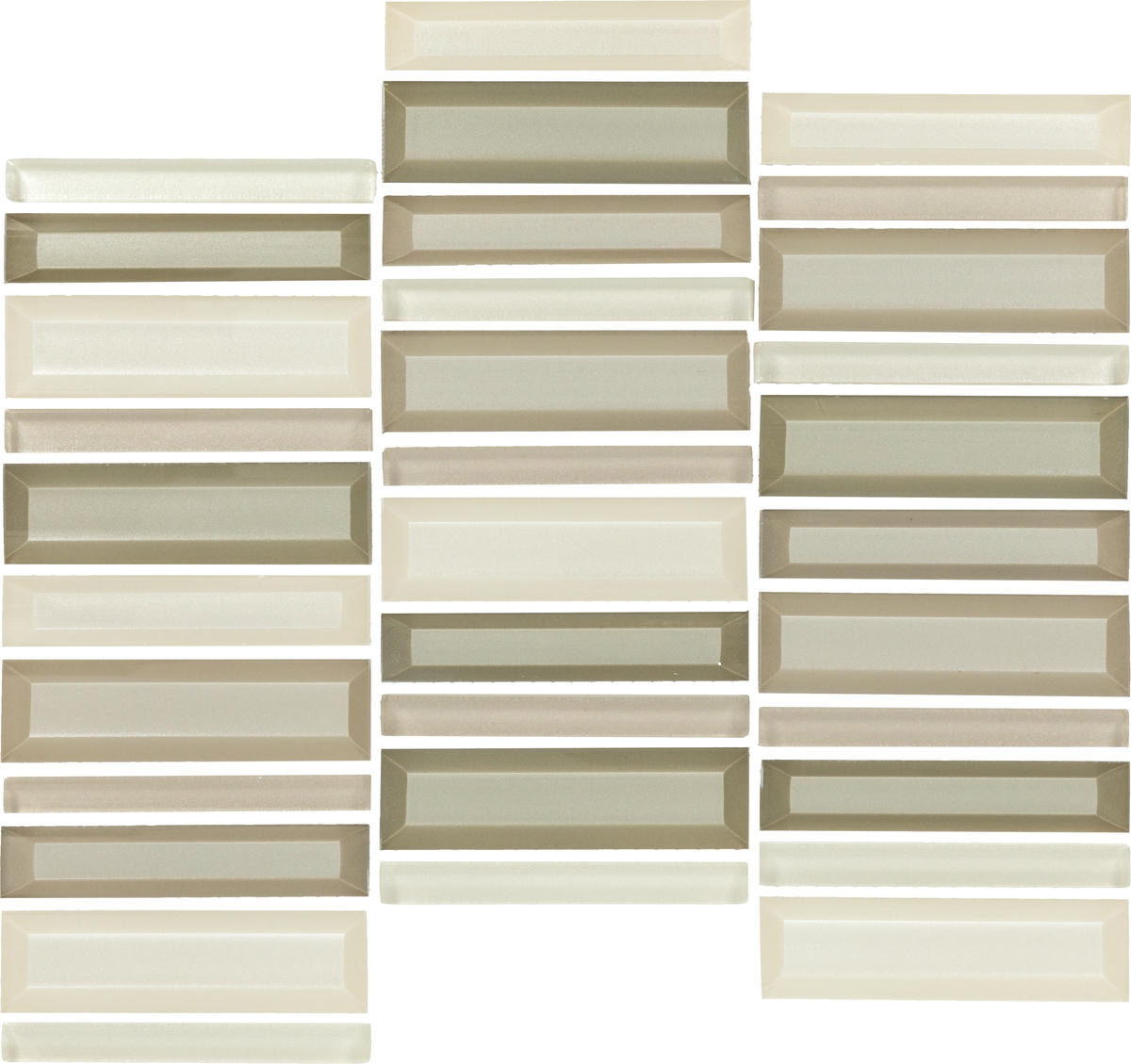 1" x 4" Cascading Waters Shimmer Shore Mosaic Tile Rectangle Random Straight Stacked Glass