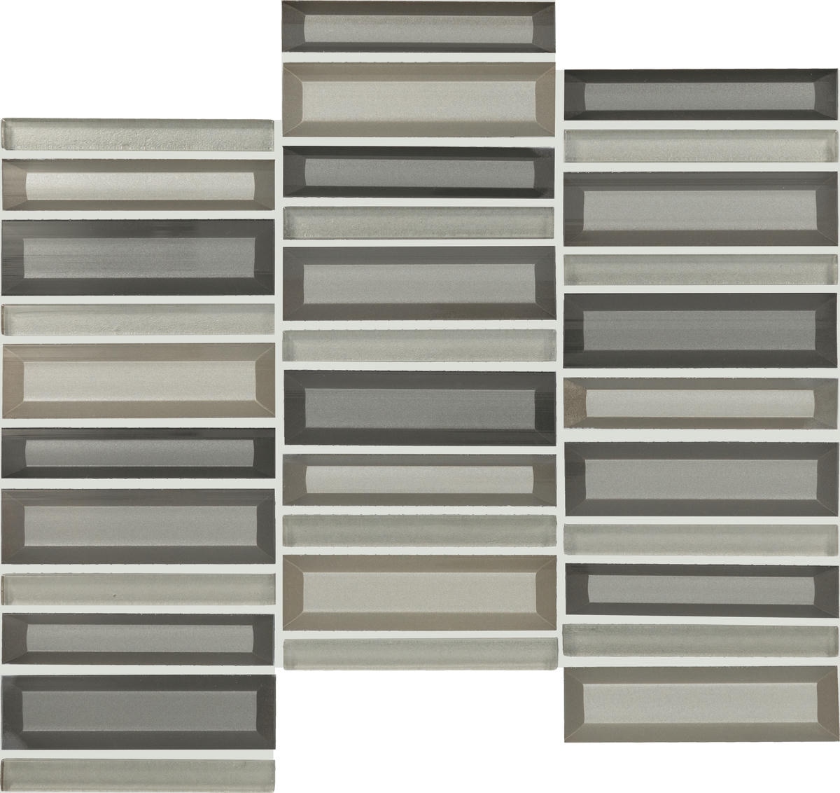 1" x 4" Cascading Waters Rain Water Mosaic Tile Rectangle Random Straight Stacked Glass