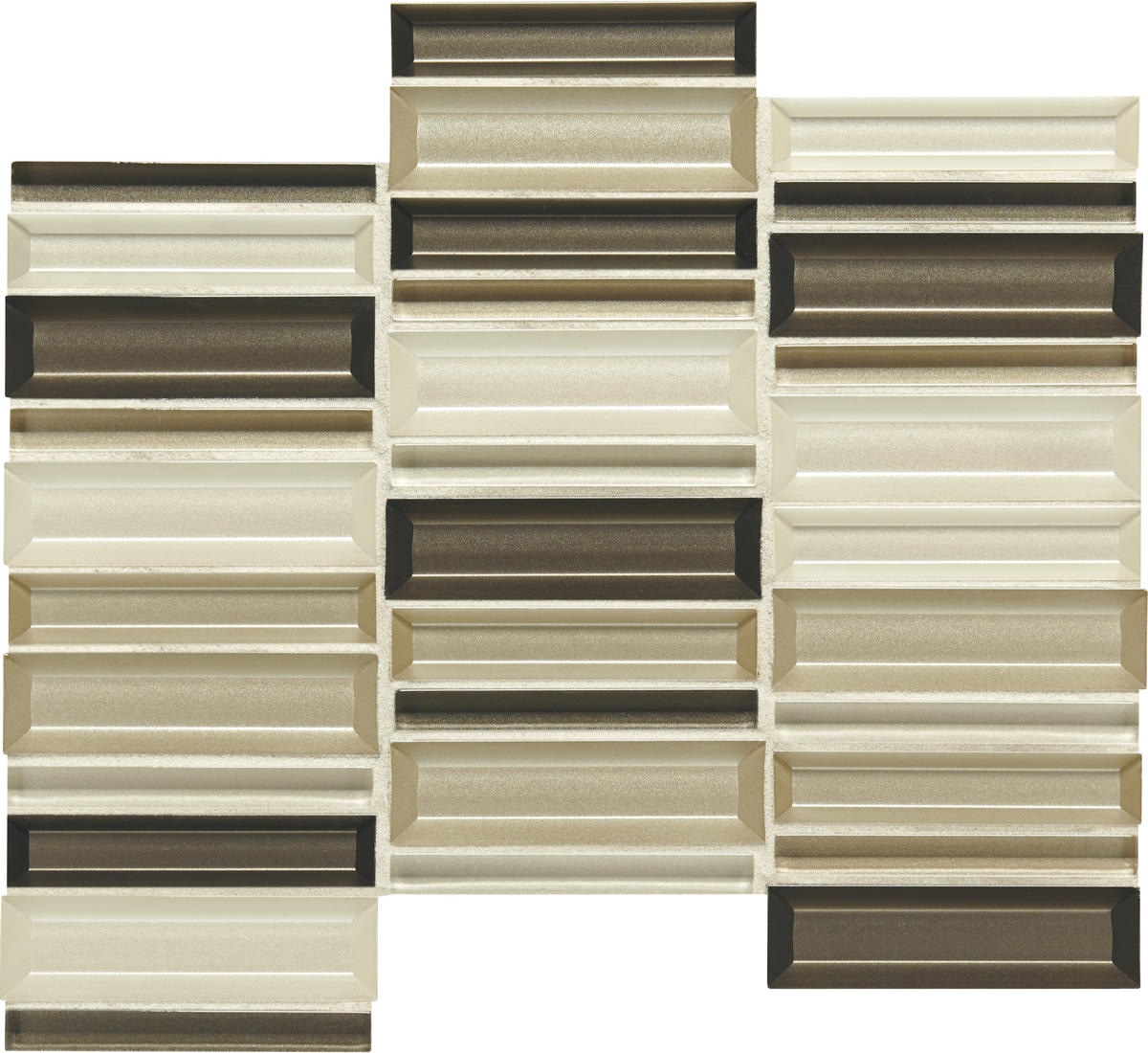 1" x 4" Cascading Waters Earth Tide Mosaic Tile Rectangle Random Straight Stacked Glass