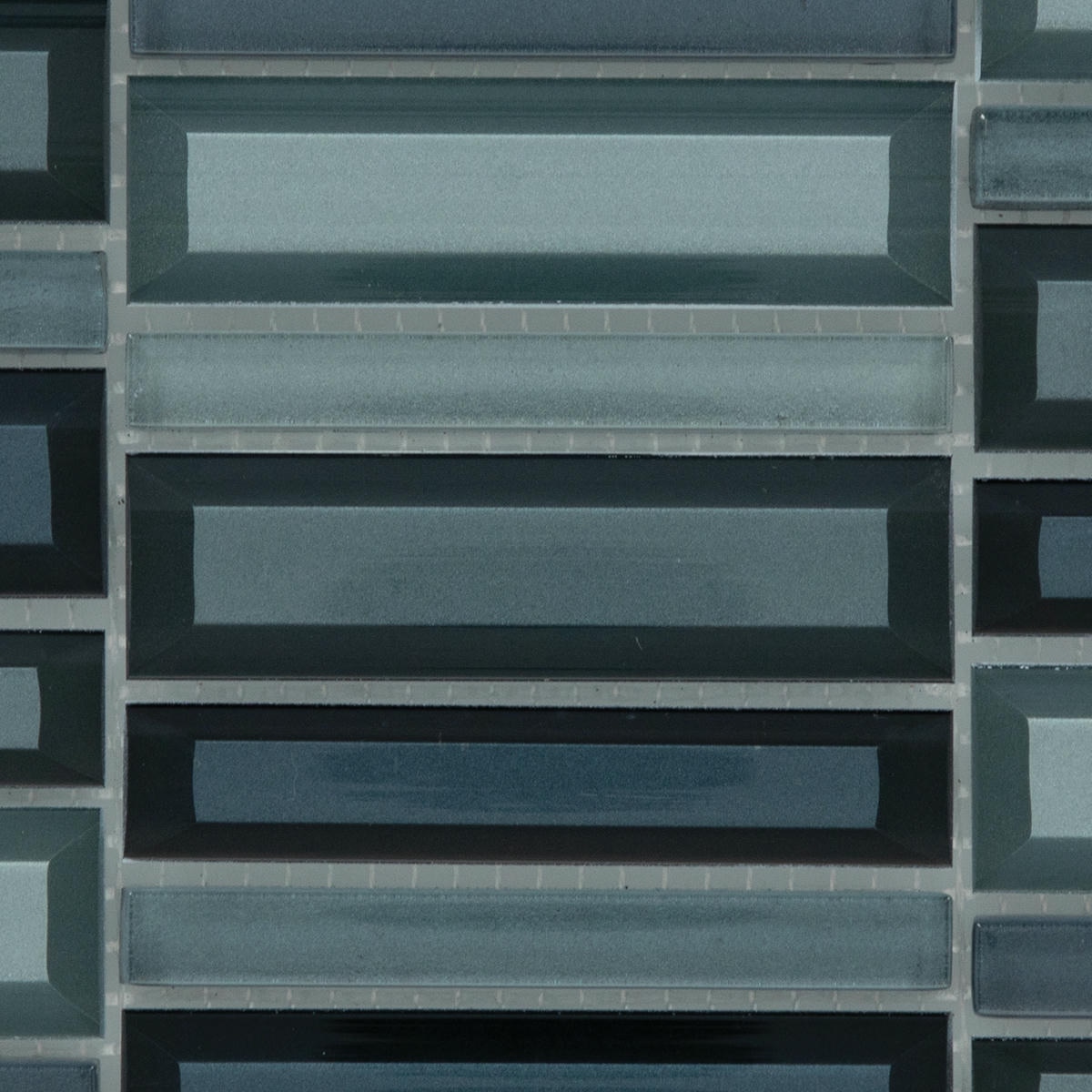 1" x 4" Cascading Waters Cerulean Swell Mosaic Tile Rectangle Random Straight Stacked Glass