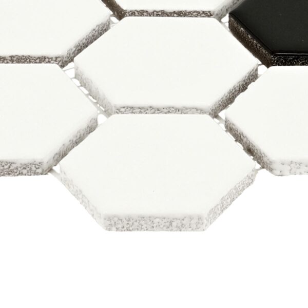 1" x 5" Color Wheel Mosaic Arctic White/Black Matte Mosaic Tile Rectangle Hexagon Matte - Image 4