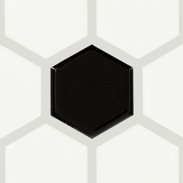 1" x 5" Color Wheel Mosaic Arctic White/Black Matte Mosaic Tile Rectangle Hexagon Matte - Image 5