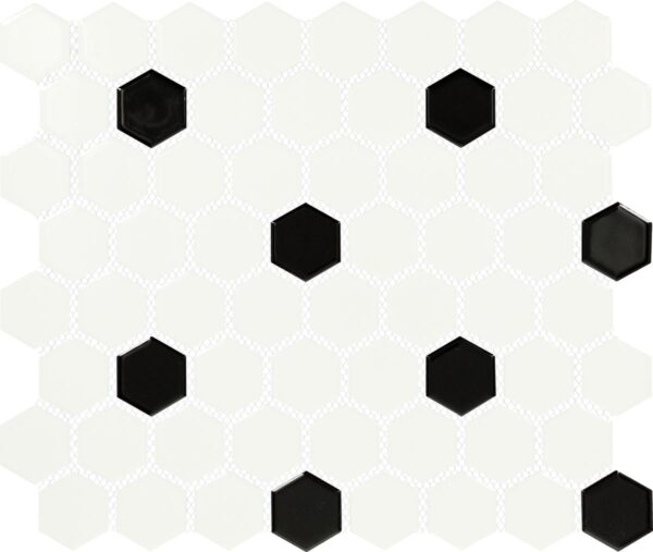1" x 5" Color Wheel Mosaic Arctic White/Black Matte Mosaic Tile Rectangle Hexagon Matte - Image 6