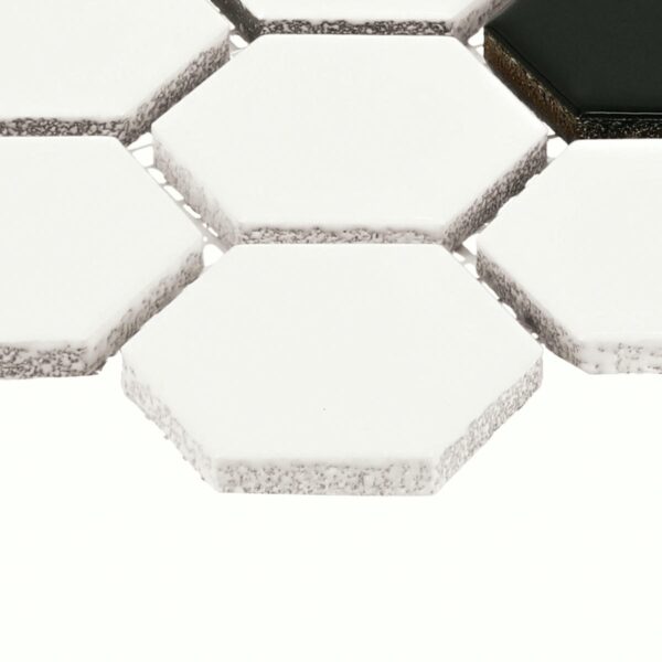 1" x 5" Color Wheel Mosaic Arctic White/Black Mosaic Tile Rectangle Hexagon Glossy - Image 6