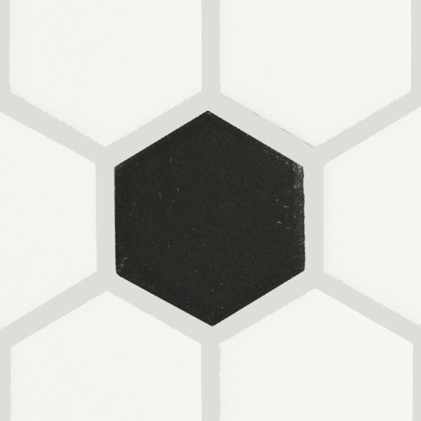 1" x 5" Color Wheel Mosaic Arctic White/Black Mosaic Tile Rectangle Hexagon Glossy - Image 7