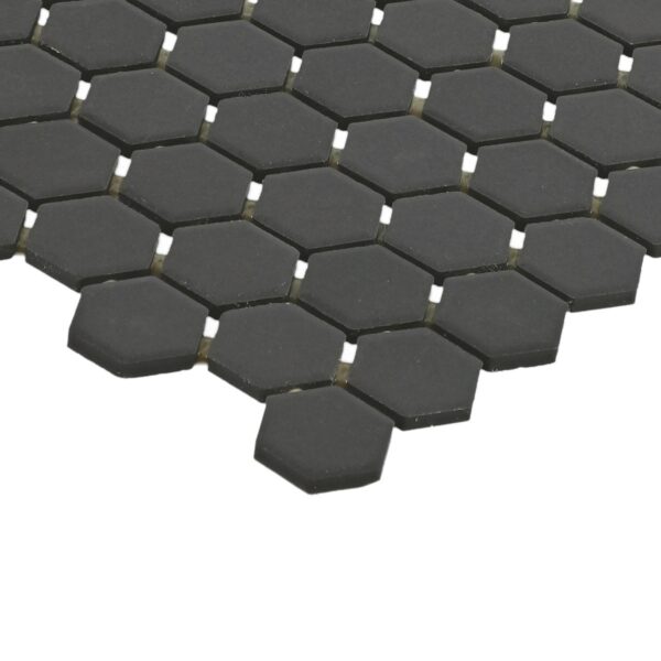 1" x 1" Keystones Black/Ebony Mosaic Tile Rectangle Hexagon Matte - Image 3
