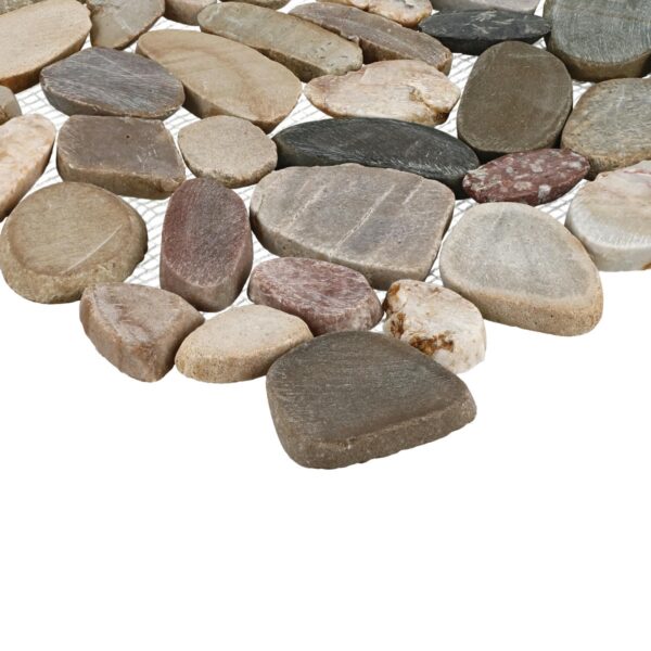 13" x 13" Decorative Accents Earthy Blend Mosaic Natural Stone Tile Square River Pebble Saw Cut - Image 3