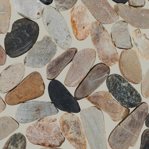 13" x 13" Decorative Accents Earthy Blend Mosaic Natural Stone Tile Square River Pebble Saw Cut - Image 6