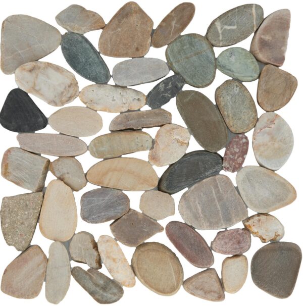 13" x 13" Decorative Accents Earthy Blend Mosaic Natural Stone Tile Square River Pebble Saw Cut - Image 7