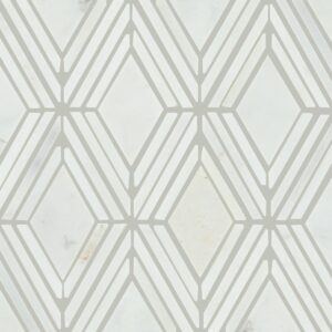 11" x 12" Decorative Accents Argyle Blend White Mosaic Natural Stone Tile Rectangle Argyle Polished