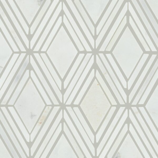 11" x 12" Decorative Accents Argyle Blend White Mosaic Natural Stone Tile Rectangle Argyle Polished