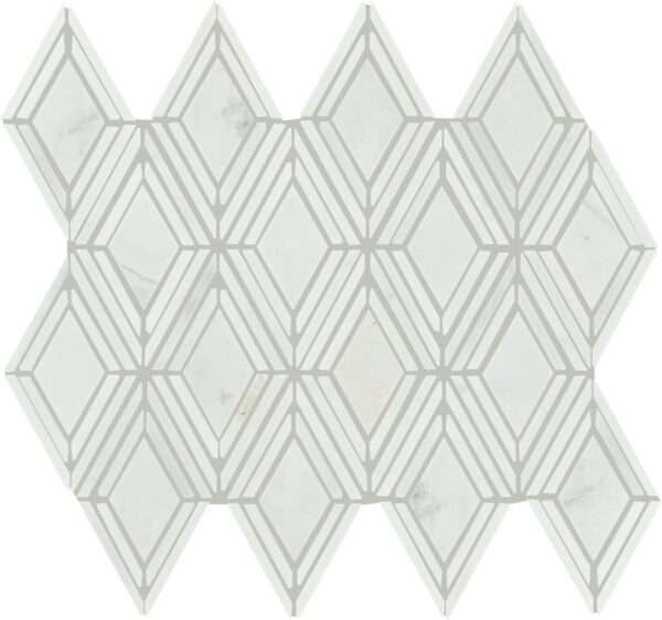 11" x 12" Decorative Accents Argyle Blend White Mosaic Natural Stone Tile Rectangle Argyle Polished - Image 4