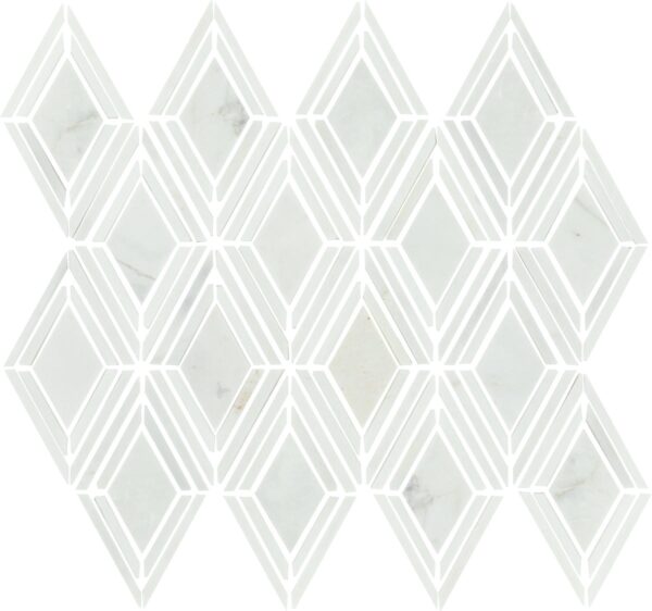 11" x 12" Decorative Accents Argyle Blend White Mosaic Natural Stone Tile Rectangle Argyle Polished - Image 3