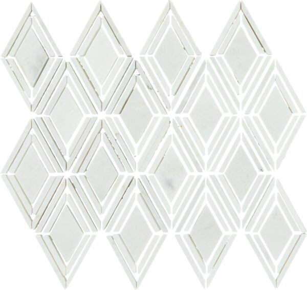 11" x 12" Decorative Accents Argyle Blend White Mosaic Natural Stone Tile Rectangle Argyle Polished - Image 2