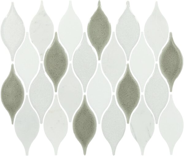 10" x 13" Decorative Accents Lumia Leaf White D Mosaic Natural Stone Tile Rectangle Leaf Polished - Image 6