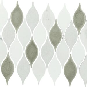 10" x 13" Decorative Accents Lumia Leaf White D Mosaic Natural Stone Tile Rectangle Leaf Polished