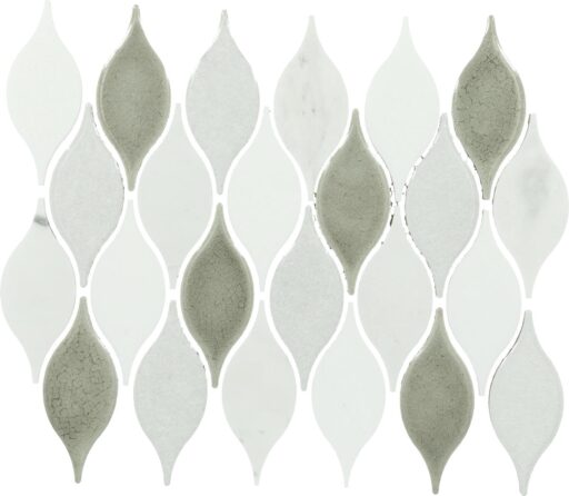10" x 13" Decorative Accents Lumia Leaf White D Mosaic Natural Stone Tile Rectangle Leaf Polished