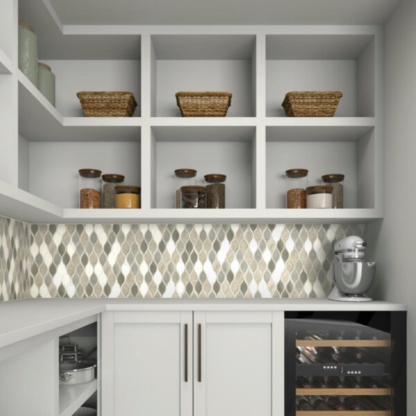 10" x 13" Decorative Accents Lumia Leaf Gray Mosaic Natural Stone Tile Rectangle Leaf Polished - Image 6