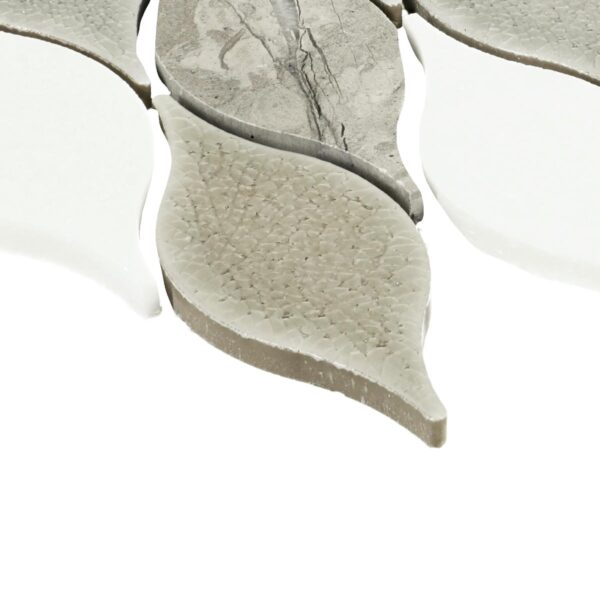 10" x 13" Decorative Accents Lumia Leaf Gray Mosaic Natural Stone Tile Rectangle Leaf Polished - Image 2