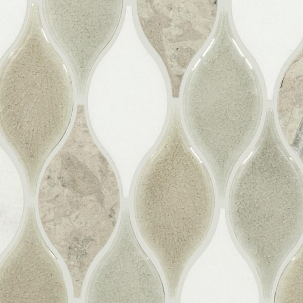 10" x 13" Decorative Accents Lumia Leaf Gray Mosaic Natural Stone Tile Rectangle Leaf Polished - Image 3