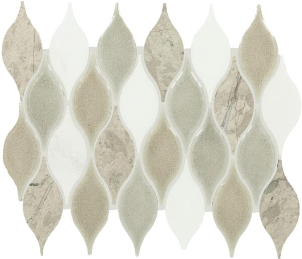 10" x 13" Decorative Accents Lumia Leaf Gray Mosaic Natural Stone Tile Rectangle Leaf Polished - Image 4