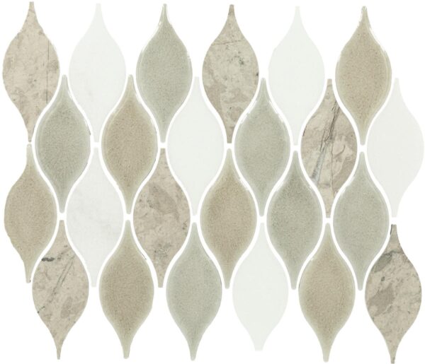 10" x 13" Decorative Accents Lumia Leaf Gray Mosaic Natural Stone Tile Rectangle Leaf Polished - Image 5