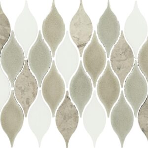 10" x 13" Decorative Accents Lumia Leaf Gray Mosaic Natural Stone Tile Rectangle Leaf Polished