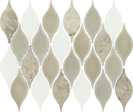 10" x 13" Decorative Accents Lumia Leaf Gray Mosaic Natural Stone Tile Rectangle Leaf Polished