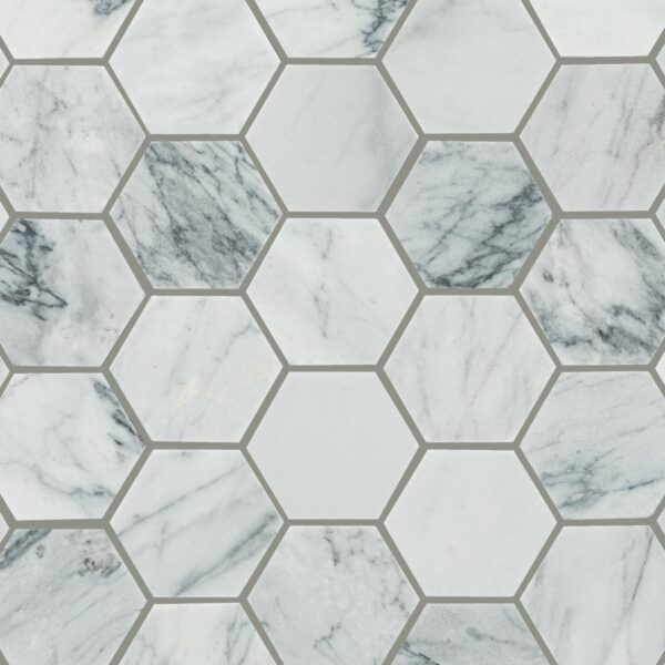 11.69" x 12" Raine Cumulus Grey Mosaic Natural Stone Tile Rectangle Hexagon Honed - Image 3