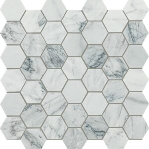 11.69" x 12" Raine Cumulus Grey Mosaic Natural Stone Tile Rectangle Hexagon Honed