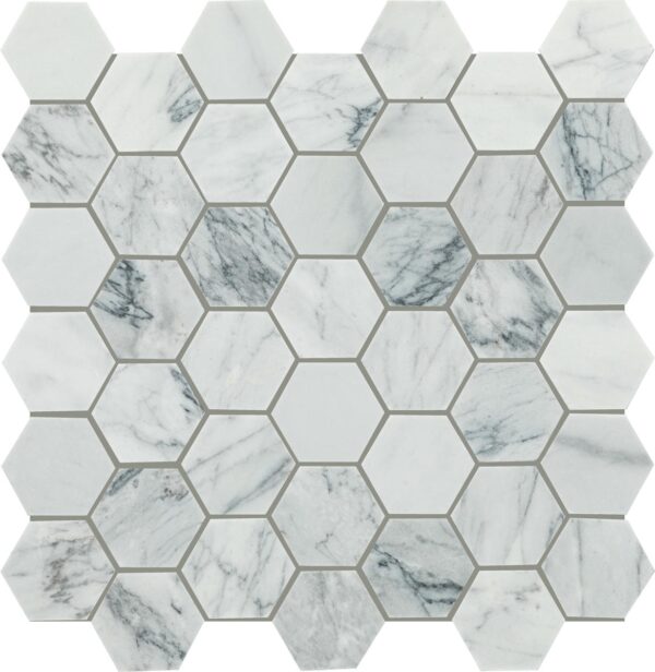 11.69" x 12" Raine Cumulus Grey Mosaic Natural Stone Tile Rectangle Hexagon Honed