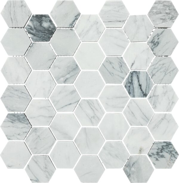 11.69" x 12" Raine Cirrus Storm Mosaic Natural Stone Tile Rectangle Hexagon Honed - Image 2