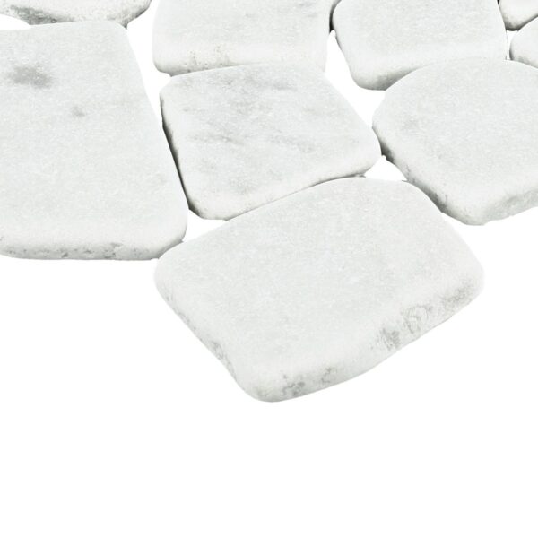 12" x 12" Raine Stratus White Mosaic Natural Stone Tile Rectangle River Pebble Tumbled - Image 3
