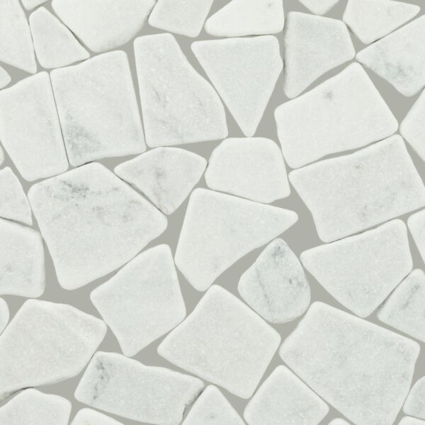 12" x 12" Raine Stratus White Mosaic Natural Stone Tile Rectangle River Pebble Tumbled - Image 4
