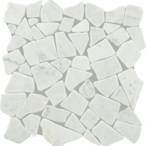 12" x 12" Raine Stratus White Mosaic Natural Stone Tile Rectangle River Pebble Tumbled