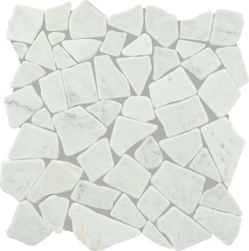 12" x 12" Raine Stratus White Mosaic Natural Stone Tile Rectangle River Pebble Tumbled